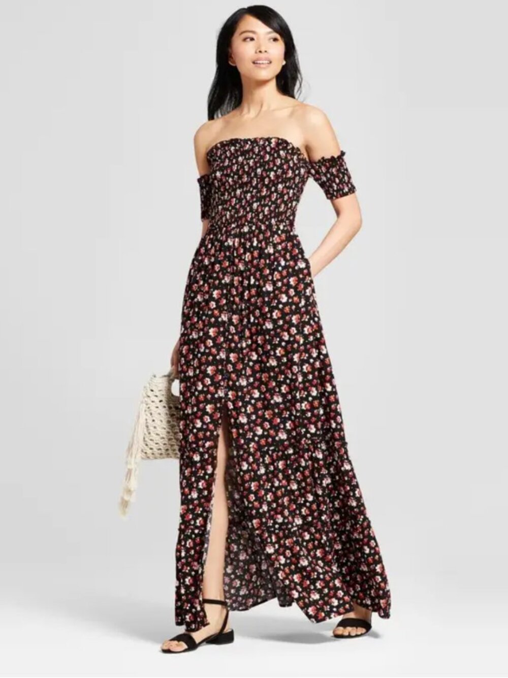 Smocked Off-the-shoulder Maxi Dress Size S